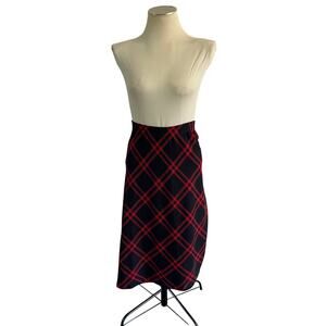Vtg Y2K 2000s Black Red Plaid Maxi Skirt Plus Size 1X Academia Plaid Preppy